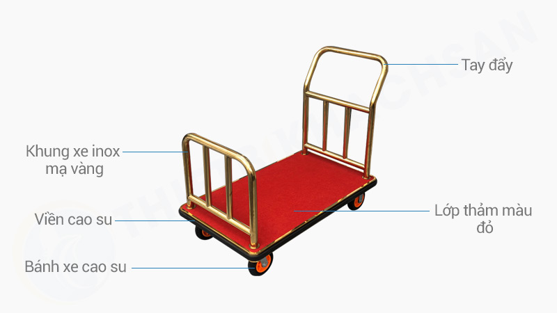 Mô tả xe đẩy hành lý kiểu chữ U inox mạ vàng XL1207