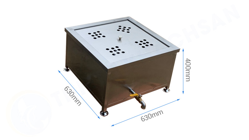 Kích thước bếp hấp dimsum 4 lỗ inox 304 dùng điện BD1101-4