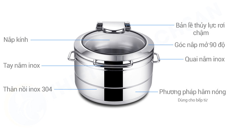Mô tả nồi soup buffet tròn inox 304 dùng cho bếp từ NF2166