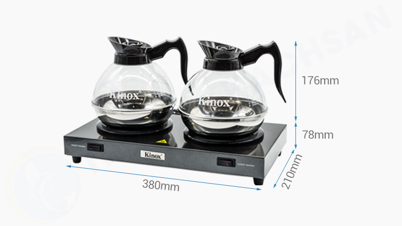 Kích thước bếp hâm cà phê đôi và 2 bình kinox CF23-B36