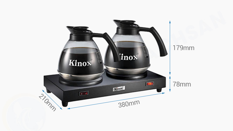 Kích thước bếp hâm cafe đôi và 2 bình kinox CF23-B38