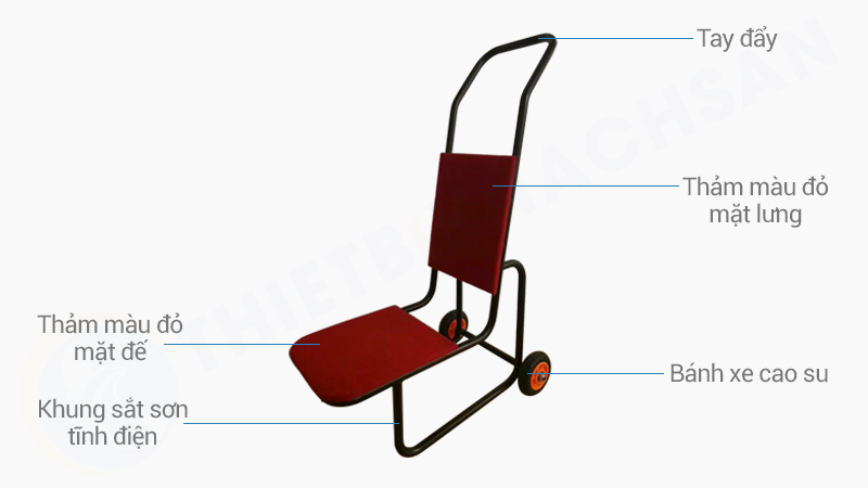 Mô tả xe đẩy ghế sắt sơn tĩnh điện XG6778