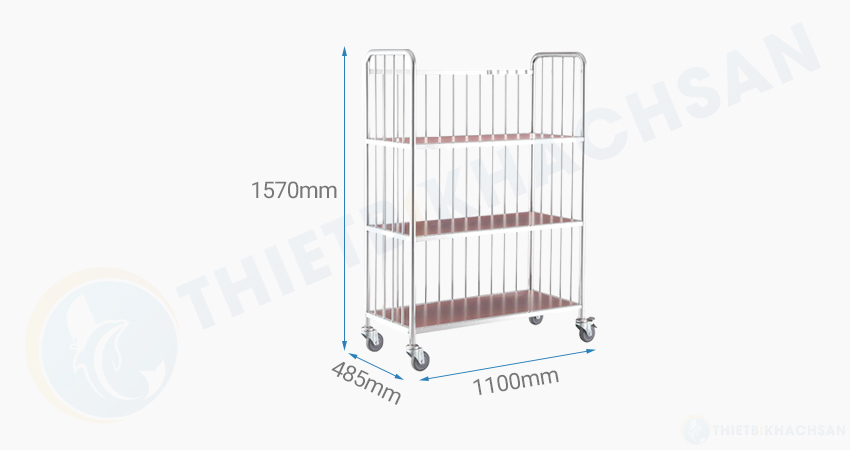 Kích thước xe chở đồ vải 3 tầng khung tròn inox 304 XV1384-304 Kích thước xe chở đồ vải 3 tầng khung tròn inox 304 XV1384-304