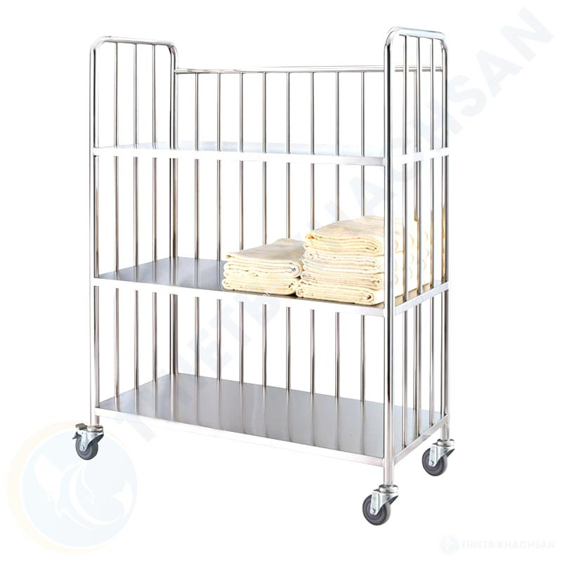 Xe chở đồ vải 3 tầng khung tròn inox 304 XV1384-304 hinh1