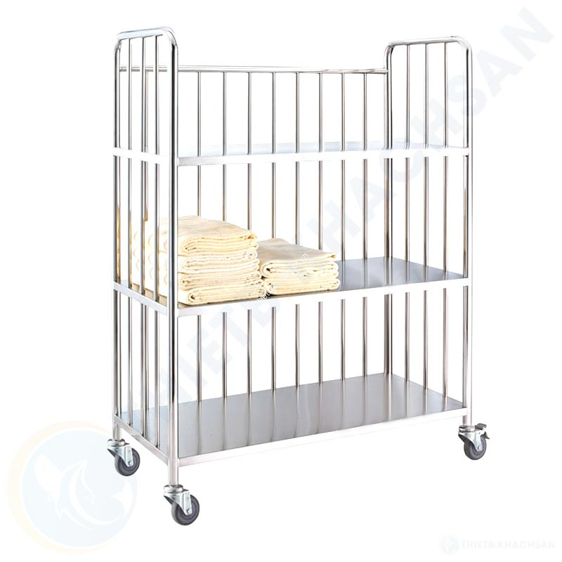 Xe chở đồ vải 3 tầng khung tròn inox 304 XV1384-304
