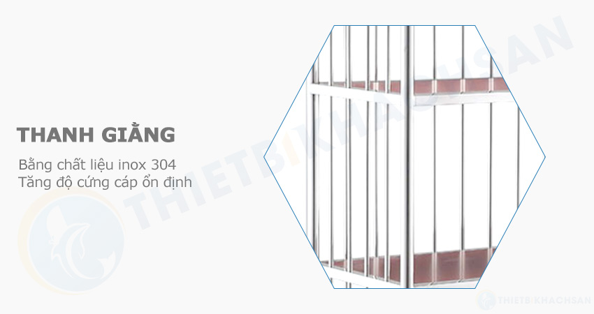 Thanh giằng xe chở đồ vải 3 tầng khung tròn inox 304 XV1384-304 Thanh giằng xe chở đồ vải 3 tầng khung tròn inox 304 XV1384-304
